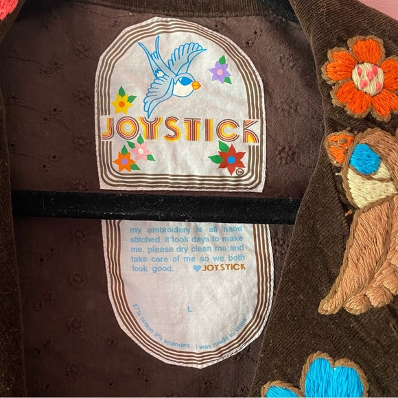 1970 Johnny Was Vintage Joystick Embroidered Brown Corduroy Blazer Jacket Large - Picture 9 of 13